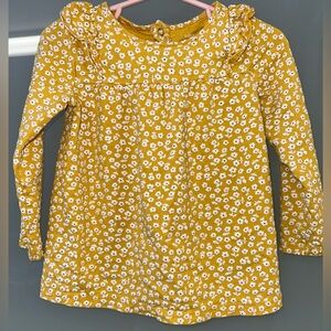Carter’s - Yellow Floral Shirt Top - Girls size 3T - Snaps, long sleeve, GUC